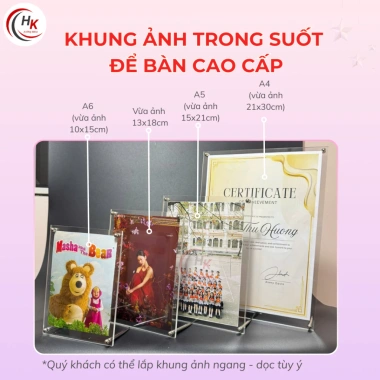 Khung ảnh Mica trong suốt đa kích thước A6-A3 - Khung bằng khen, chân ốc Inox, giảm còn 45.000₫ 4 Khung ảnh Mica trong suốt đa kích thước A6-A3 - Khung bằng khen, chân ốc Inox, giảm còn 45.000₫ 4