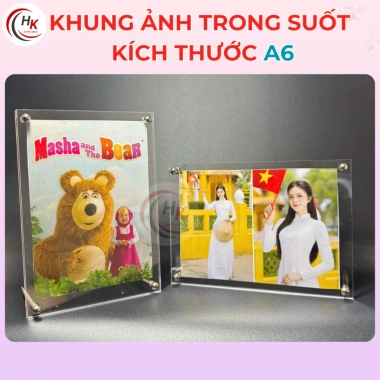 Khung ảnh Mica trong suốt đa kích thước A6-A3 - Khung bằng khen, chân ốc Inox, giảm còn 45.000₫