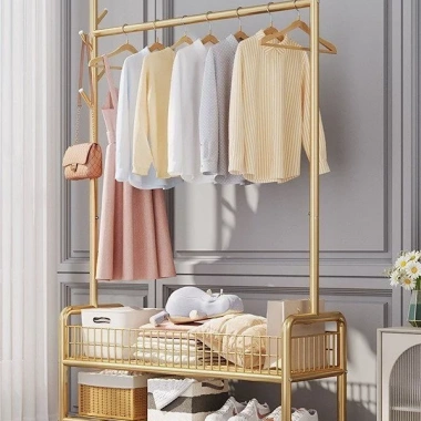 Khung kim loại mới - Kệ treo quần áo đa năng bánh xe thông minh, chỉ 149.000₫