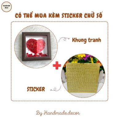 Khung tranh trái tim in vân tay và hoa khô, quà lễ kỷ niệm giảm còn 118.500₫ 4