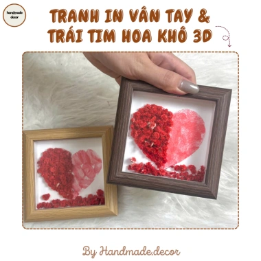 Khung tranh trái tim in vân tay và hoa khô, quà lễ kỷ niệm giảm còn 118.500₫ 7
