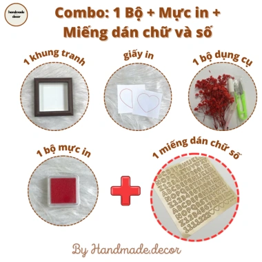 Khung tranh trái tim in vân tay và hoa khô, quà lễ kỷ niệm giảm còn 118.500₫ 8