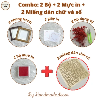 Khung tranh trái tim in vân tay và hoa khô, quà lễ kỷ niệm giảm còn 118.500₫ 9