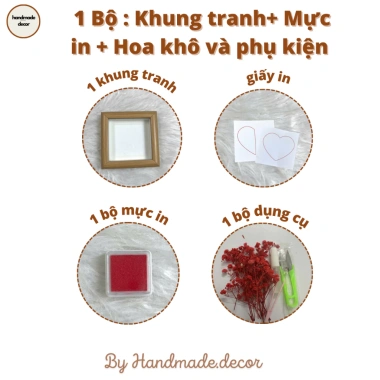 Khung tranh trái tim in vân tay và hoa khô, quà lễ kỷ niệm giảm còn 118.500₫ 10