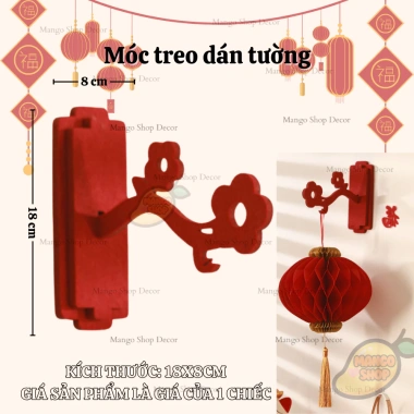 Khung Treo Trang Trí Cửa Dán Tường Giả Nhung Đỏ - Tết Đèn Lồng, Chữ Hỷ, Giá 16.000₫
