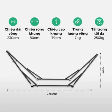 Khung võng thép phi 32 Hỏa Tốc Lâm Tùng cỡ lớn sơn tĩnh điện chống gỉ, chống trượt, gấp gọn