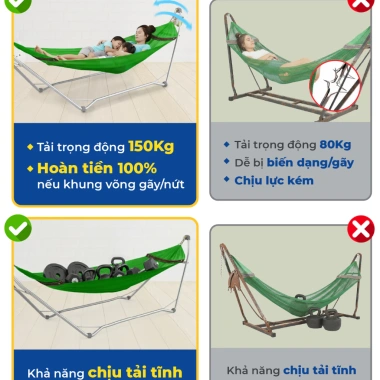 Khung võng xếp hợp kim thép Autoru 150kg - Lưới 2 lớp thoáng khí du lịch 2 Khung võng xếp hợp kim thép Autoru 150kg - Lưới 2 lớp thoáng khí du lịch 2