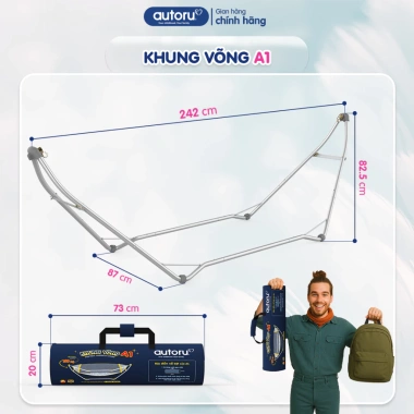 Khung võng xếp hợp kim thép Autoru 150kg - Lưới 2 lớp thoáng khí du lịch 9 Khung võng xếp hợp kim thép Autoru 150kg - Lưới 2 lớp thoáng khí du lịch 9