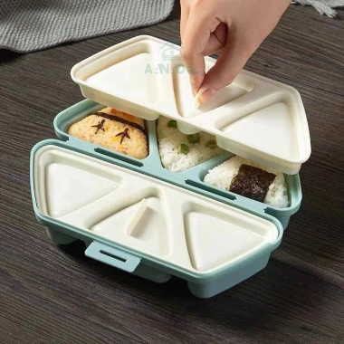 Khuôn cơm nắm tam giác 6 ngăn di động, gập gọn tiện lợi cho bữa trưa - 63.920 VND
