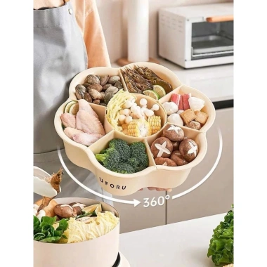 Khuyến mãi Khay đựng đồ ăn lẩu 7 ngăn, đế xoay 360 độ - Giá chỉ 109.000đ