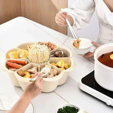 Khuyến mãi Khay đựng đồ ăn lẩu 7 ngăn, đế xoay 360 độ - Giá chỉ 109.000đ