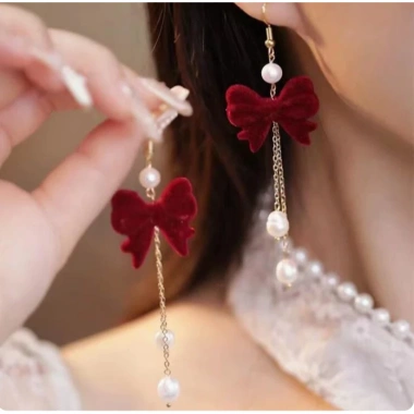 Khuyên tai họa tiết nhung đỏ mừng Tết – Bông tai Merry Christmas giá 27.000 VNĐ 7