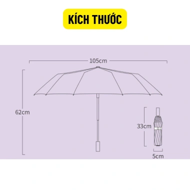 KingBrella Ô Dù Tự Động Gấp Gọn 24 Nan Đôi - Chống Bão, Che Mưa Nắng, Lớp UV, 142.100 VND 7 KingBrella Ô Dù Tự Động Gấp Gọn 24 Nan Đôi - Chống Bão, Che Mưa Nắng, Lớp UV, 142.100 VND 7