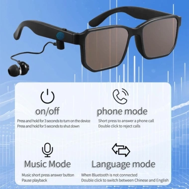 Kính âm thanh Bluetooth thông minh 5.1, tai nghe nhét tai, gọi nhạc, kính râm thể thao - Giá chỉ 153.340 VND 9 Kính âm thanh Bluetooth thông minh 5.1, tai nghe nhét tai, gọi nhạc, kính râm thể thao - Giá chỉ 153.340 VND 9