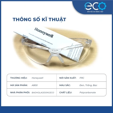 Kính bảo hộ Honeywell A800 chống bụi, tia UV, chịu va đập - bảo vệ mắt toàn diện, giá 115k 3