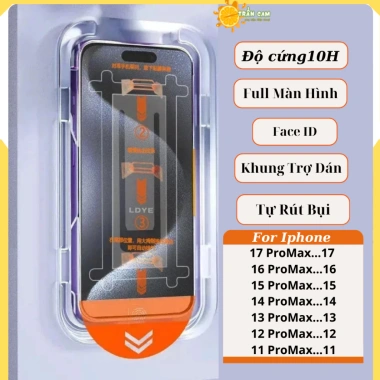 Kính cường lực, trợ dán, tự rút bụi cho iPhone 7/8 Plus, X/XS, 11‑15 Pro Max