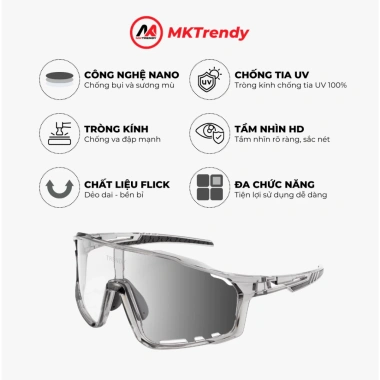 Kính đi đêm đổi màu MKTRENDY - Chống UV, chống bụi, bảo vệ mắt cho xe, chạy bộ 3