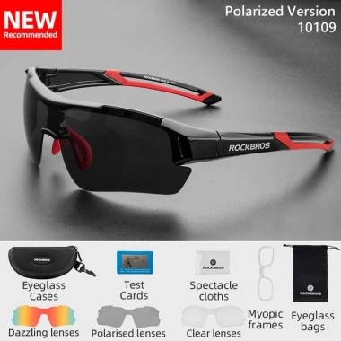Kính đi xe đạp ROCKBROS phân cực UV400 3 ống kính hoán đổi, bảo vệ mắt cho nam và nữ