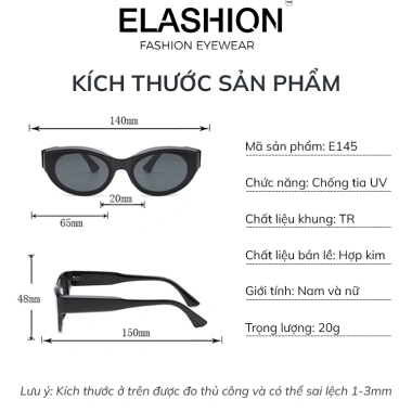 Kính mát ELASHION E145 mắt mèo thời thượng 2.025 - UV400, nam nữ, giảm giá 20%