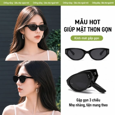 Kính Mắt Mèo Gấp Gọn VIEVA UV400 - Kính râm thời trang bảo vệ mắt chỉ 49.000₫ 2