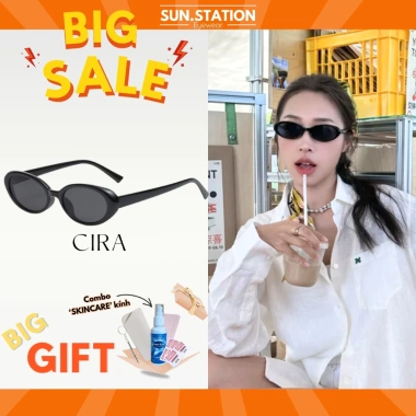 Kính mát nam nữ SUN STATION bayonetta gọng oval GM Đen đi biển, đi chơi - 144.000₫