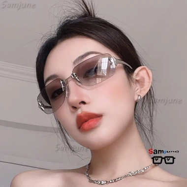 Kính Mắt Nữ Hình Chữ Nhật Không Vành Kim Loại Đinh Tán Chống UV Thời Trang Du Lịch Giao Hàng 24h 54.011 VND