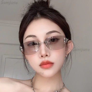 Kính Mắt Nữ Hình Chữ Nhật Không Vành Kim Loại Đinh Tán Chống UV Thời Trang Du Lịch Giao Hàng 24h 54.011 VND 3