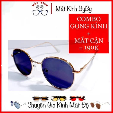 Kính Mát Râm Cận Mắt Nâu Trà Gọng Kim Loại Hàn Quốc Trẻ Trung Lắp Cận Độ Theo Yêu Cầu 150k