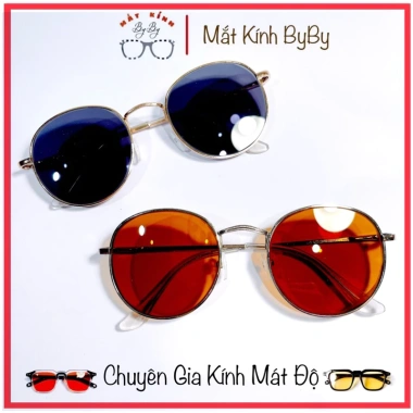 Kính Mát Râm Cận Mắt Nâu Trà Gọng Kim Loại Hàn Quốc Trẻ Trung Lắp Cận Độ Theo Yêu Cầu 150k