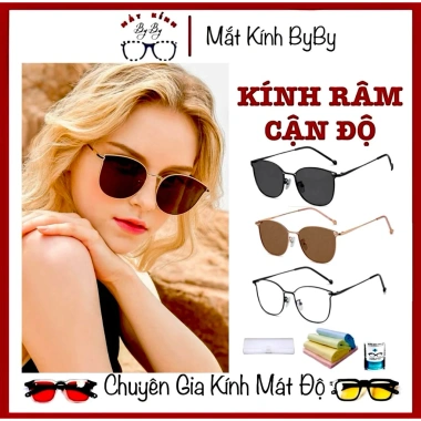Kính Mát Râm Cận Mắt Nâu Trà Gọng Kim Loại Hàn Quốc Trẻ Trung Lắp Cận Độ Theo Yêu Cầu 150k