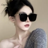 Kính Mát Vintage Nữ Khung Lớn Gương Đen UV400 - Bảo Vệ Mắt, Phong Cách Du Lịch