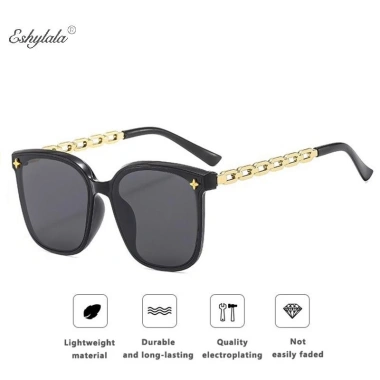 Kính Mát Vintage Nữ Khung Lớn Gương Đen UV400 - Bảo Vệ Mắt, Phong Cách Du Lịch 6