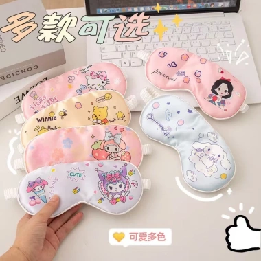 Kính ngủ Disney Hai Mặt Mô Phỏng Lụa - Phá bóng, thoáng khí, dây đeo, bảo vệ mắt dễ thương