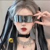 Kính râm Cyberpunk nam nữ khung chữ nhật công nghệ tương lai Y2K UV400 bảo vệ mắt 2
