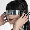 Kính râm Cyberpunk nam nữ khung chữ nhật công nghệ tương lai Y2K UV400 bảo vệ mắt 3
