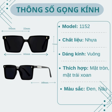 Kính Râm Nam Nữ Dáng Vuông Chống UV, Thời Trang Đi Đường Du Lịch Tiệc - 87.000₫