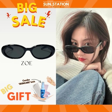 Kính râm SUN STATION ZOE gọng oval nam nữ hot trend 2.023, chống bụi bảo vệ mắt - 149.000 VND