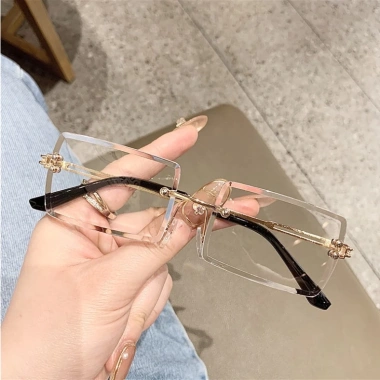 Kính râm vuông không khung màu nâu nhẹ, chống UV, hàng ngày du lịch lái xe 43.200₫