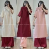 Kịp Tết Set áo dài cách tân nữ S.173 cổ tàu tay lửng dáng rộng 2 nơ vai - Giá ưu đãi 225k