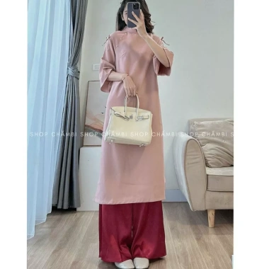Kịp Tết Set áo dài cách tân nữ S.173 cổ tàu tay lửng dáng rộng 2 nơ vai - Giá ưu đãi 225k 5 Kịp Tết Set áo dài cách tân nữ S.173 cổ tàu tay lửng dáng rộng 2 nơ vai - Giá ưu đãi 225k 5