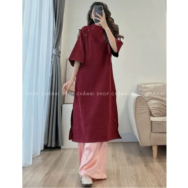 Kịp Tết Set áo dài cách tân nữ S.173 cổ tàu tay lửng dáng rộng 2 nơ vai - Giá ưu đãi 225k 6 Kịp Tết Set áo dài cách tân nữ S.173 cổ tàu tay lửng dáng rộng 2 nơ vai - Giá ưu đãi 225k 6