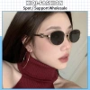 Kiqi-fashion Kính Mát INS Phong Cách Tây Hình Bầu Dục Kim Loại Nam Nữ Che Nắng Ngoài Trời
