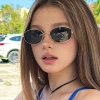 Kiqi-fashion Kính Mát INS Phong Cách Tây Hình Bầu Dục Kim Loại Nam Nữ Che Nắng Ngoài Trời 3