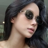Kiqi-fashion Kính Mát INS Phong Cách Tây Hình Bầu Dục Kim Loại Nam Nữ Che Nắng Ngoài Trời 5