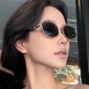 Kiqi-fashion Kính Mát INS Phong Cách Tây Hình Bầu Dục Kim Loại Nam Nữ Che Nắng Ngoài Trời 6