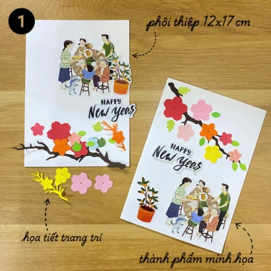 Kit thiệp Tết Chúc Mừng Năm Mới 02 thiệp - Giá ưu đãi 72.000đ, thiết kế sang trọng, in chất lượng 2