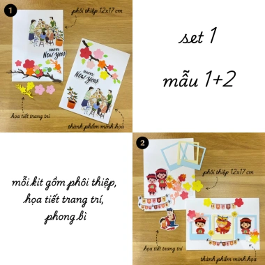 Kit thiệp Tết Chúc Mừng Năm Mới 02 thiệp - Giá ưu đãi 72.000đ, thiết kế sang trọng, in chất lượng 8