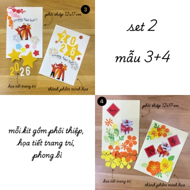 Kit thiệp Tết Chúc Mừng Năm Mới 02 thiệp - Giá ưu đãi 72.000đ, thiết kế sang trọng, in chất lượng 10