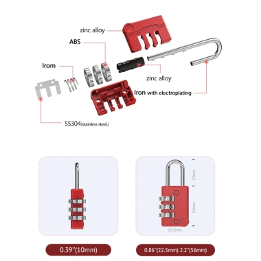 KUNHEV khóa mật khẩu 3 chữ số hợp kim kẽm chống trộm, bảo vệ vali du lịch - 45.980₫ 10