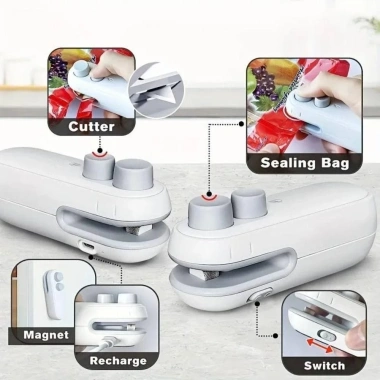 KUNHEV Máy Bịt Kín Mini 2 trong 1 Sạc Lại Đa Năng 2.024 Niêm Phong Đồ Ăn Nhẹ, Túi Nhựa, Hàn Nhiệt